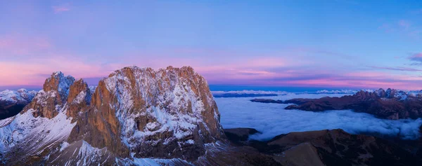 Schöne Dolomitengipfel Rundblick Luftaufnahme Der Italienischen Felslandschaft Großformat — Stockfoto
