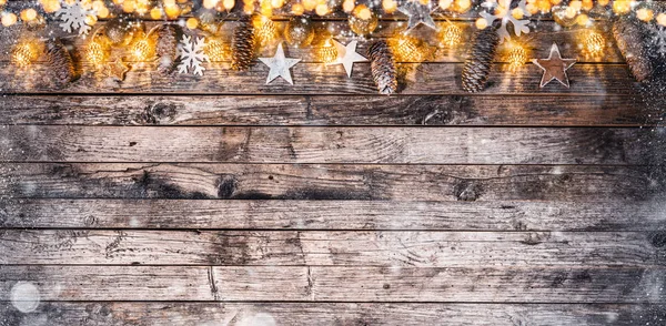 Decorative Christmas Rustic Background Wooden Planks Celebration Holiday Concept Free — Stock Photo, Image