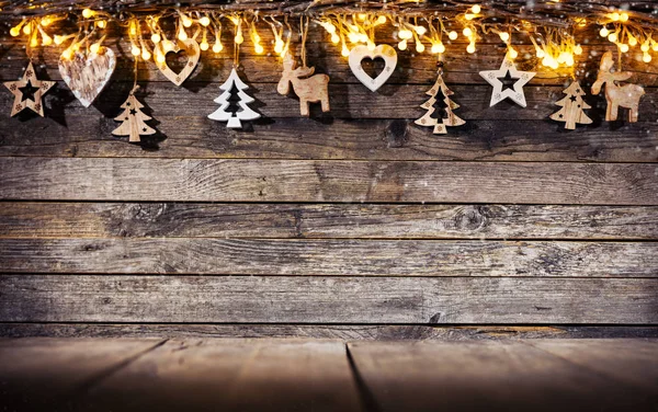 Fondo Rústico Navidad Con Decoración Madera Espacio Libre Para Texto — Foto de Stock