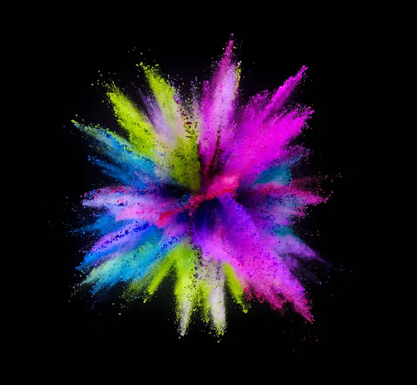 Explosion Colored Powder Isolated Black Background Abstract Colored Background — Stock Photo, Image