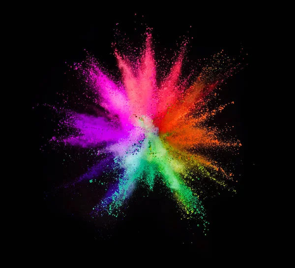 Explosion Colored Powder Isolated Black Background Abstract Colored Background — Stock Photo, Image