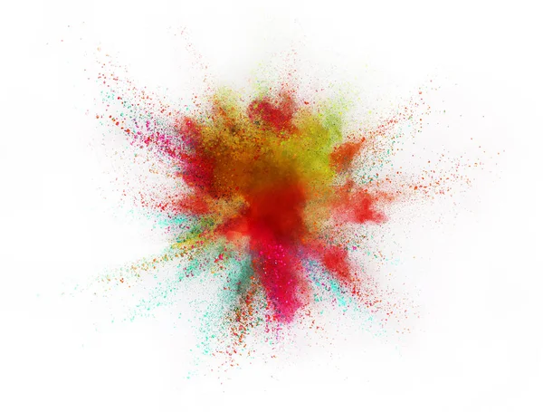 Explosion Colored Powder Isolated White Background Abstract Colored Background — Stock Photo, Image