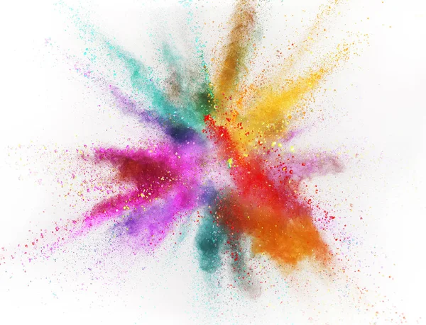 Explosion Colored Powder Isolated White Background Abstract Colored Background — Stock Photo, Image