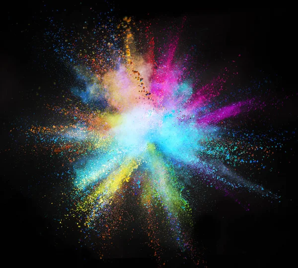 Взрыв Цветного Порошка Изолирован Черном Фоне Абстрактный Цветной Фон — стоковое фото