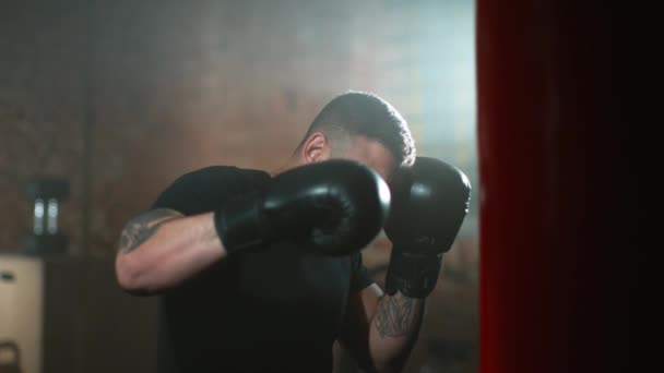 Super Zeitlupe Der Trainingsbox Für Junge Männer Gefilmt Mit High — Stockvideo