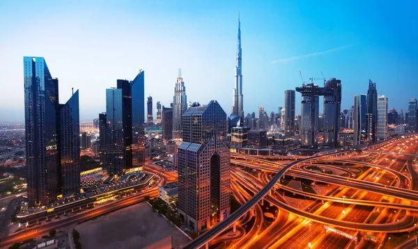 Dubai Tramonto Vista Panoramica Del Centro Dubai Super Moderna Città — Foto Stock