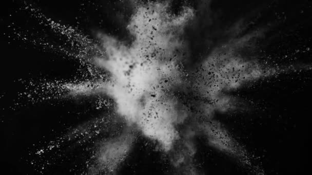 Super Zeitlupe Farbigen Pulvers Explosion Isoliert Auf Schwarzem Hintergrund Gefilmt — Stockvideo