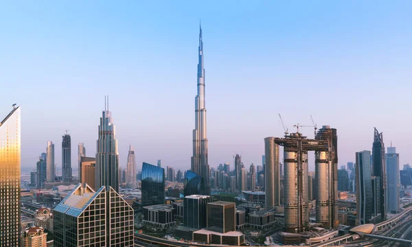 Дубай Захід Сонця Панорамою Центру Міста Дубай Супер Сучасного Міста — стокове фото