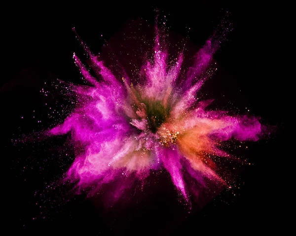 Explosion Färgat Pulver Isolerad Svart Bakgrund Abstrakt Färgade Bakgrund — Stockfoto