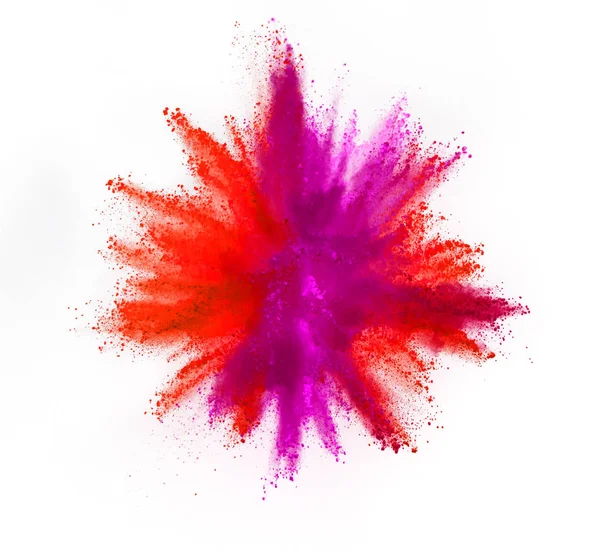 Multi Colored Powder Explosion Isolated White Background Freeze Motion Abstract — Stock Photo, Image