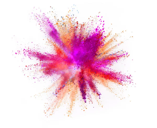Explosion Poudre Multicolore Isolée Sur Fond Blanc Geler Mouvement Texture — Photo