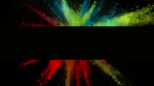 Movimento Super Lento Explosão Colorido Com Listra Vazia Filmado Câmera — Vídeo de Stock