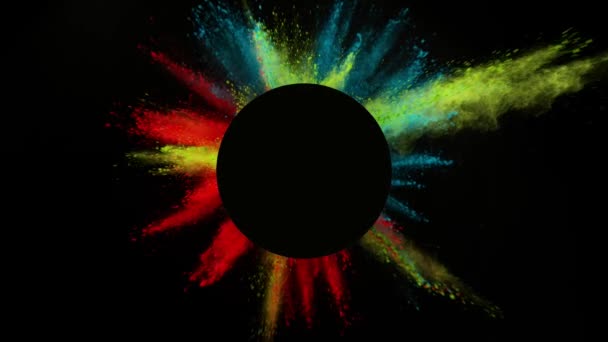 Nzev 彩色粉末爆炸的超慢运动与空圆圈 在高速影院摄像机上拍摄 1000 Fps — 图库视频影像