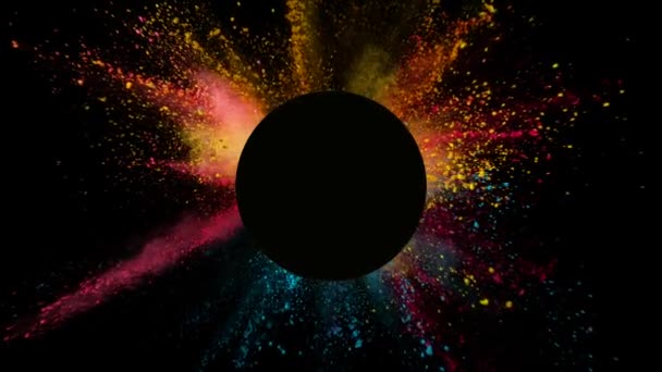 Nzev Super Câmera Lenta Explosão Colorido Com Círculo Vazio Filmado — Vídeo de Stock