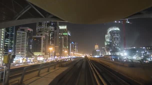 Dubai Eau Janvier 2019 Abandon Nocturne Métro Dubaï Mode Transport — Video