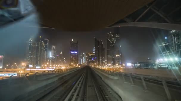 Dubai Eau Janvier 2019 Abandon Nocturne Métro Dubaï Mode Transport — Video