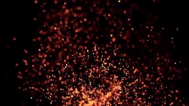 Super Slow Motion Scintille Fuoco Isolato Sfondo Nero Girato Cinepresa — Video Stock