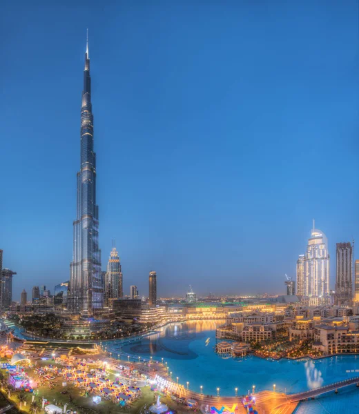 Dubai Uae January 2019 Night Hdr View Iconic Building Burj — Stock Photo, Image