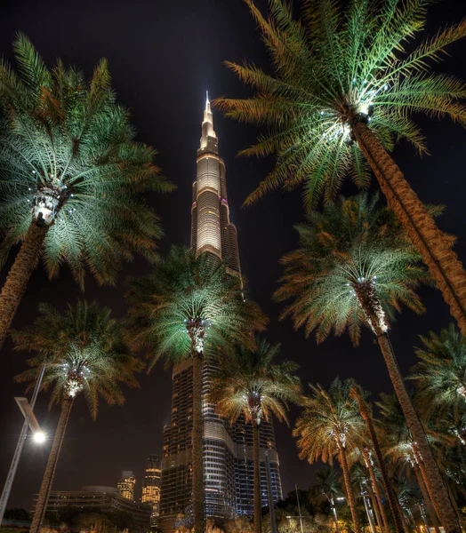 Dubai Uae January 2019 Night Hdr View Iconic Building Burj — Stock Photo, Image