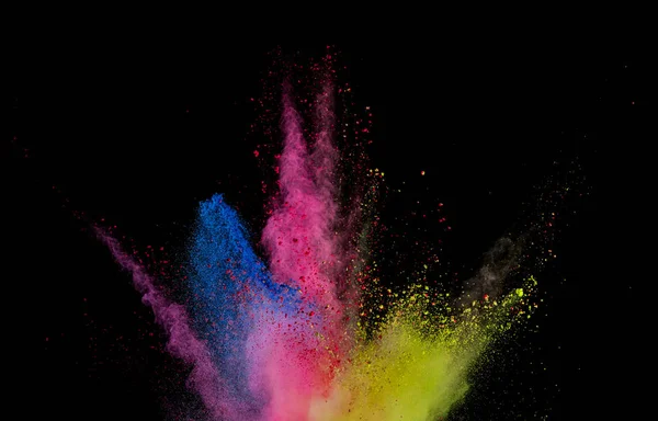 Explosion Colored Powder Isolated Black Background Abstract Colored Background — Stock Photo, Image