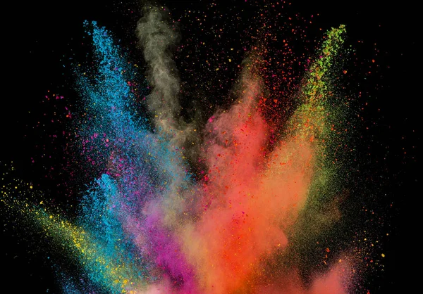 Explosion Colored Powder Isolated Black Background Abstract Colored Background — Stock Photo, Image