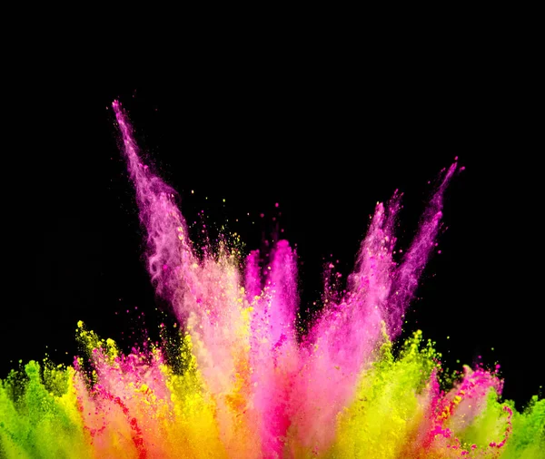 Explosion Colored Powder Isolated Black Background Abstract Colored Background — Stock Photo, Image