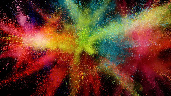 Explosion of colored powder on black background — Stock Photo, Image