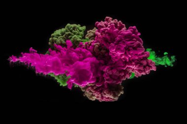 Renkli akrilik mürekkep siyah su karıştırma