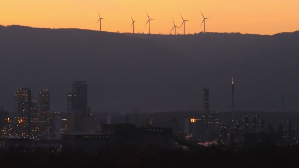 Vista Aérea Fábricas Químicas Atardecer Centrales Energía Fábricas Químicas Centrales — Vídeos de Stock