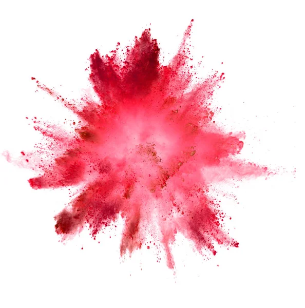 Explosão de pó vermelho sobre fundo branco — Fotografia de Stock