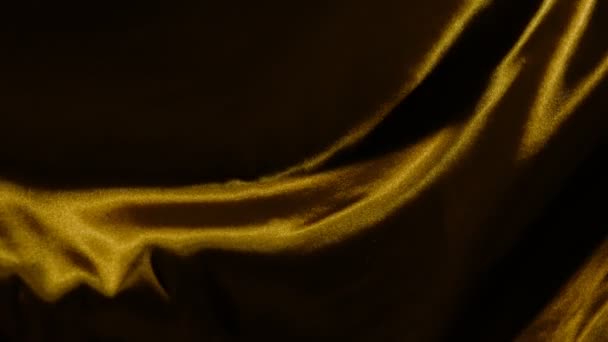 Super Slow Motion Waving Gold Velvet Cloth Detail Filmed High — Stock Video