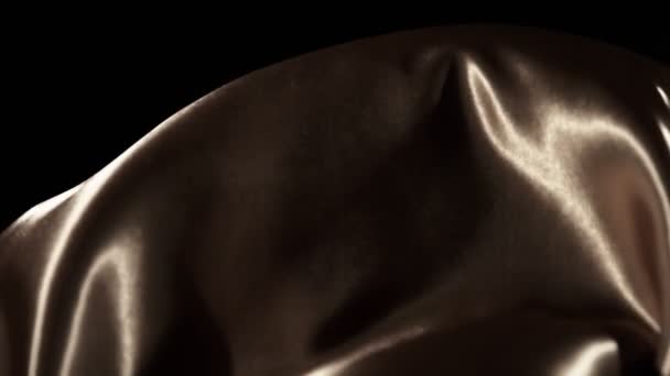 Super Slow Motion Waving Gold Velvet Cloth Detail Filmed High — Stock Video