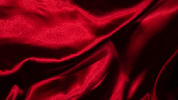 Super Slow Motion Waving Red Velvet Cloth Detail Filmed High — Stock Video
