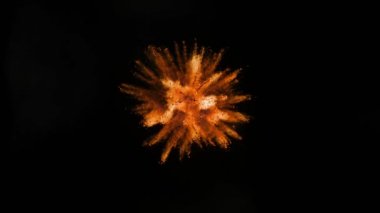 Siyah arka planda izole edilmiş süper yavaş renkli barut patlaması. Yüksek hızlı sinema kamerası, 1000fps.