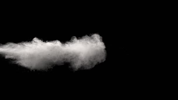 超慢速运动的白色粉末爆炸隔绝在黑色背景下 用高速摄像机拍摄 每秒1000英尺 — 图库视频影像