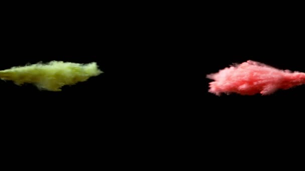 Super Slow Motion Coloured Powder Collision Isolated Black Background Filmed — Stock Video