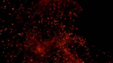 Siyah arka planda izole ateş süper yavaş hareket. Yüksek hızlı kamera, 1000 fps filme