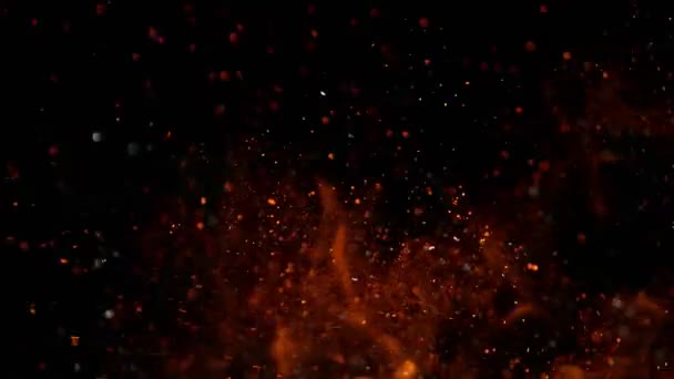 Super Slow Motion Van Vuur Geïsoleerd Zwarte Achtergrond Gefilmd High — Stockvideo