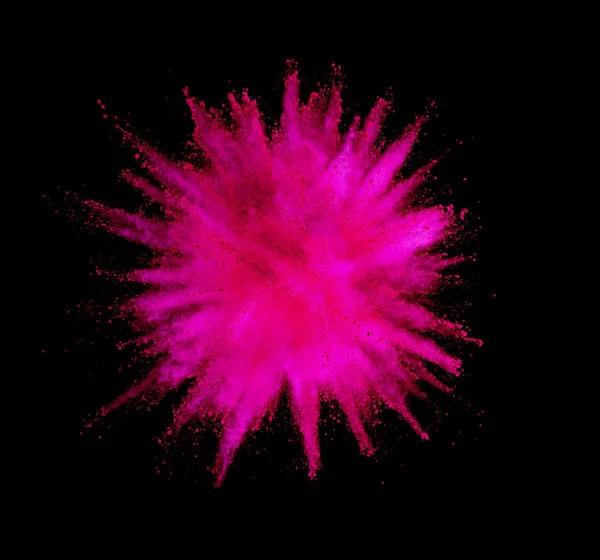 Έκρηξη ροζ σκόνης σε μαύρο φόντο — Φωτογραφία Αρχείου