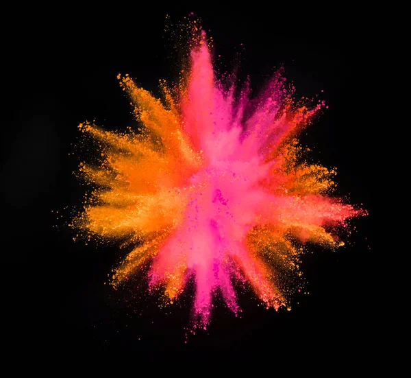 Explosion of colored powder on black background — Stock Photo, Image