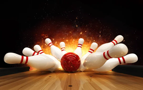 Bowlingschläger von Feuerexplosion getroffen — Stockfoto