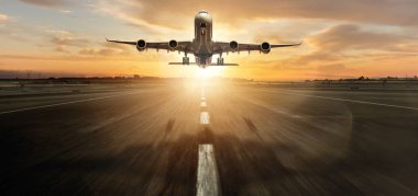 Büyük iki katlı ticari jetliner kalkış