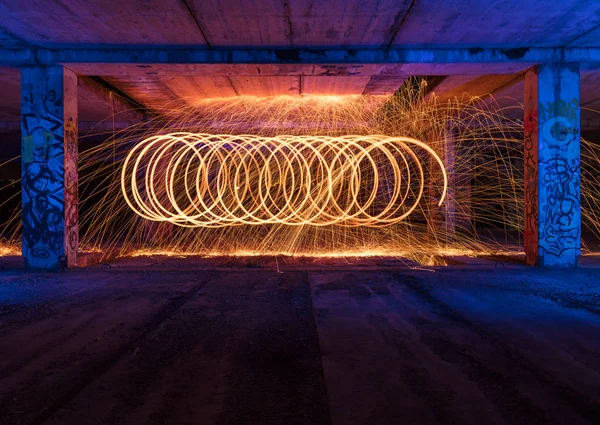 Steel wool fire photography shot on long exposure