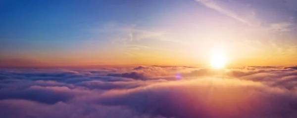 Beautiful sunrise cloudy sky from aerial view — Stock Photo, Image