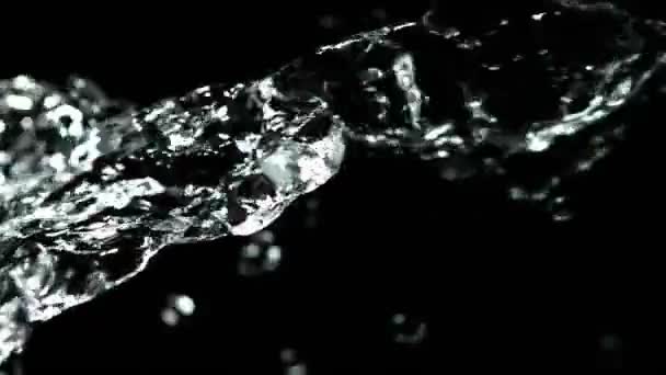 Super Slow Motion Splashing Water Isolated Black Background Filmed Very — Stock Video