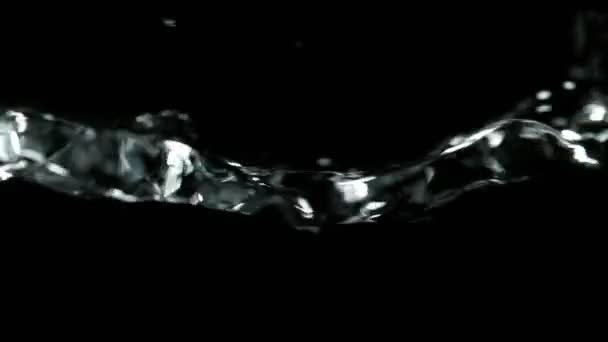 Super Slow Motion Splashing Water Isolated Black Background Filmed Very — Stock Video