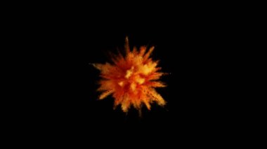 Siyah arka planda izole edilmiş süper yavaş renkli barut patlaması. Yüksek hızlı sinema kamerası, 1000fps.
