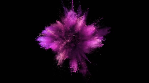 Super Slow Motion Coloured Powder Collision Isolated Black Background Filmed — Stock Video