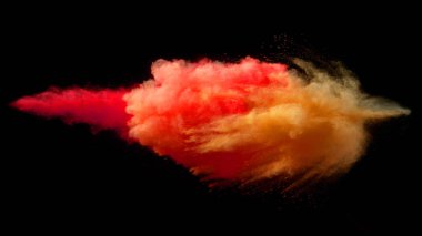 Collision of colored powder isolated on black clipart