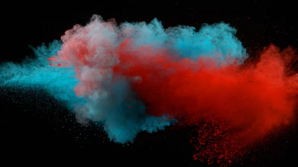 Siyah üzerine izole renkli toz çarpışması — Stok fotoğraf